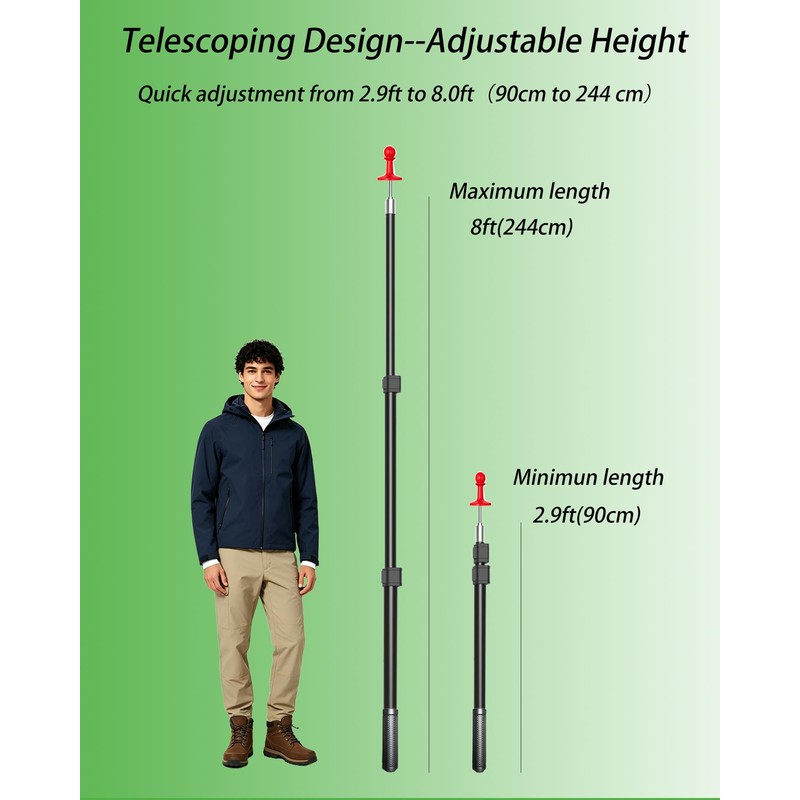 Adjustable Tarp Poles 2 Pack,Heavy Duty Aluminum Alloy Camping Tarp