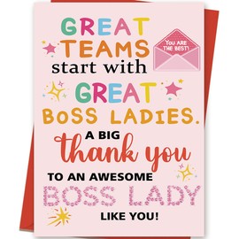 Mcduldul Pink Boss Day Card Gifts for Women | Best Gifts for Boss Female | Thank You Card for Boss Lady