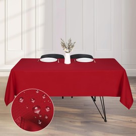 Kapwall Outdoor Tablecloth, Washable, 137 x 200 cm, Red Garden Tablecloth, Table Cloth for Outdoor, Garden, Wedding