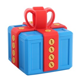 Annoying Present Box with Screws, Unique Funny 3D Printed Storage Container for Toys, Holiday Decorations (Blue Red)