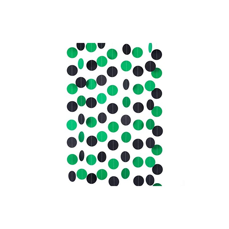 WEVEN Green and Black Paper Garland Circle Dot Party Banner