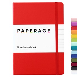 PAPERAGE Lined Journal Notebook, (Red), 160 Pages, Medium 5.7 inches x 8 inches - 100 gsm Thick Paper, Hardcover
