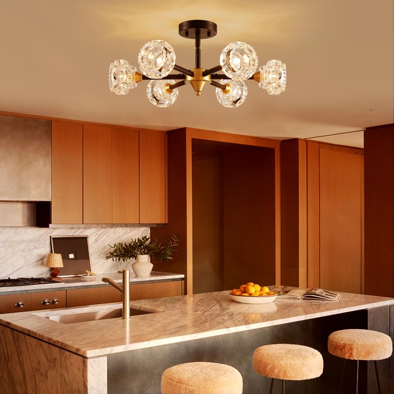 XINGQI Modern Ceiling Light 6 Lights Semi Flush Mount Sputnik