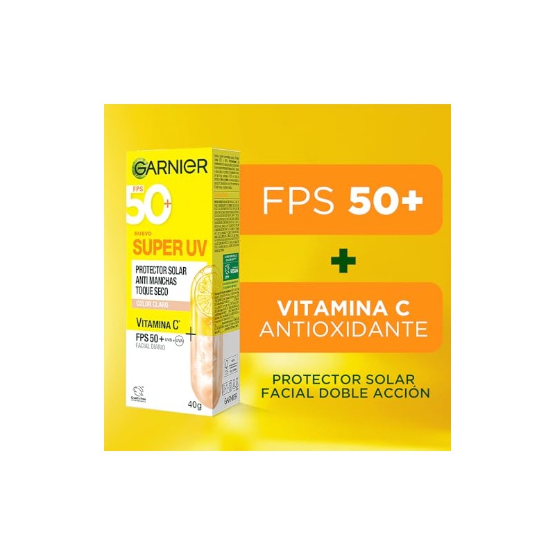 Garnier Protector Solar FPS50 Super UV Toque Seco Color Tono