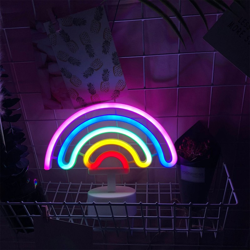 Cute LED Rainbow Neon Sign Light Lamp for Home Dorm