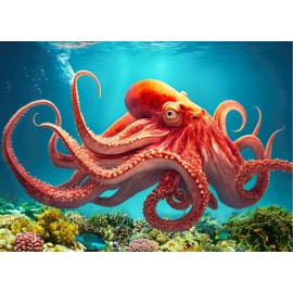 HUADADA Jigsaw Puzzles for Adults 1000 Pieces, Deep Octopus Interlock Perfectly Letter on Back No Dust, Home Decor Challenge Gift Toy for Men Women Elders Seniors (27.5"x19.6"), 1:1 Poster