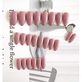 JUSTOTRY Pack of 24 Peach Pink Nails for Sticking, Short, Plain Almond Press On Nails Pattern, Glossy Oval Artificial Nails, Fake Nails, Medium, French Fingernails, Artificial Nails for Women