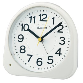 Seiko Clock KR525W Alarm Clock, Analog Clock, Night Visible, White, 4.5 x 4.5 x 2.6 inches (113 x 116 x 66 mm)
