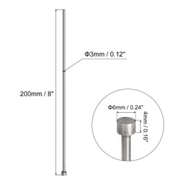 sourcing map Straight ejector pins 3 mm (1/8 inch) diameter 65 mn steel 200 mm (8 inch)
