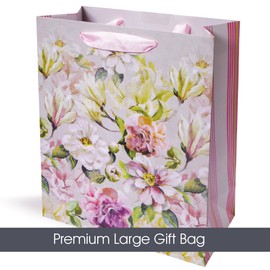 Floral Botanique Premium Gift Bag | Large 25.6cm wide x 32cm tall x 12.5cm deep | Printed on the inside | Designed in the UK | sustainably sourced and recyclable