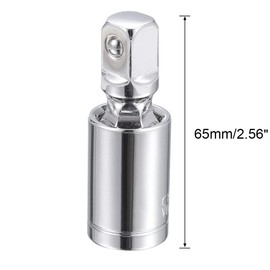 TOP-VIGOR 1/2 Inch Drive Universal Joint Swivel Deep Impact Socket, Cr-V Steel Socket Adapter with 360° Swivel and Spring-Loaded Ball for Ratchets and Hand Tools