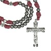 Intercession Handcrafted Paracord Rosary, Black Methalic Beads with Red Braided