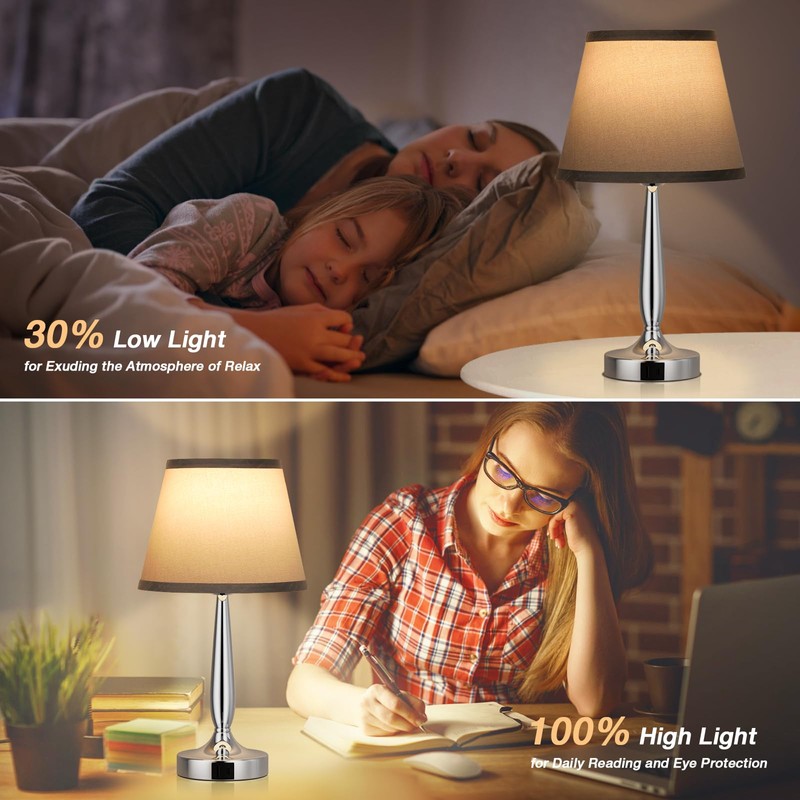 Kakanuo Touch Table Lamp for Bedroom, Small Bedside Lamp with