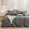 BESTOUCH Duvet Cover Set 100% Washed Cotton Linen Feel Super