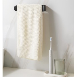 8 Inch Hand Towel Holder, Self Adhesive Towel Bar for Bathroom, Rustproof Aluminum U-Shape Towel Rack Stick on Wall, Black