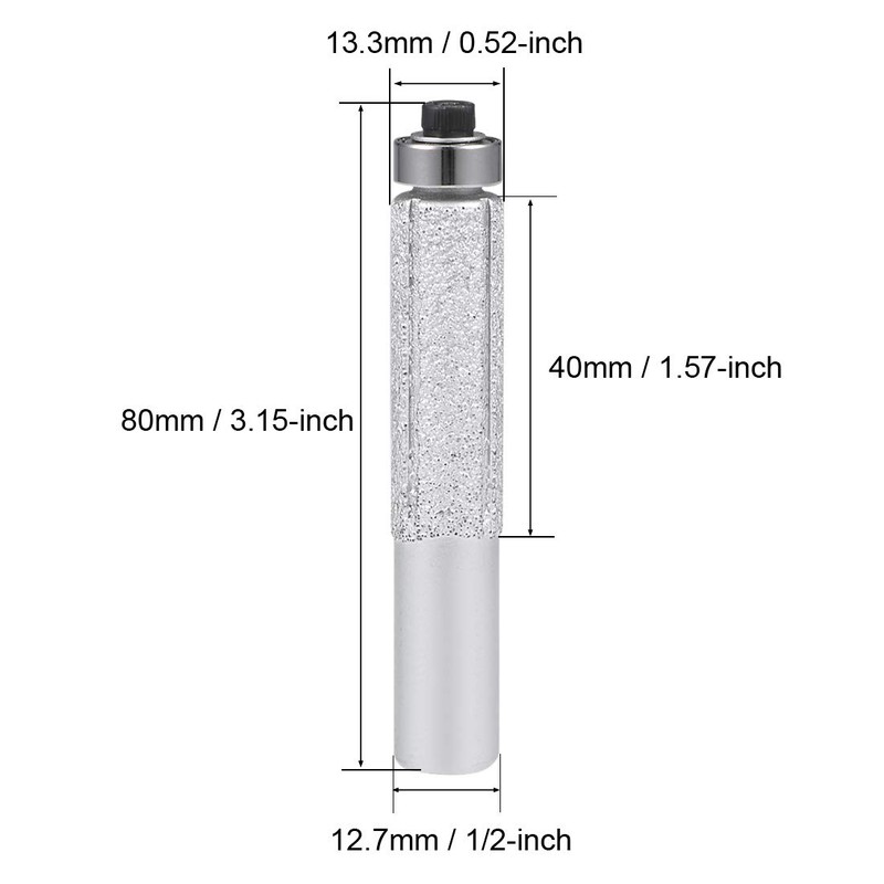 sourcing map 13.3mm Diamond Straight Router Bit Brazed Cylinder Profile