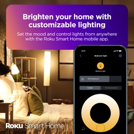 Roku Smart Light Bulbs (White, 1-Pack) - Dimmable A19 Lightbulbs with Adjustable Brightness & Temperature - WiFi Smart Bulbs Works Voice, Alexa & Google Assistant, No Hub Required