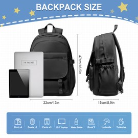 WEPOET Black Lightweight Waterproof Backpack for Women Men Large Capacity College School Bag with Luggage Straps Multiple Pockets Durable High School Bookbag, Casual Daypacks for Students Girls Boys