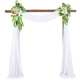 auons Wedding Bow Sheer Drapery Background, 600 x 75 cm, Voile Curtain, Chiffon Drapery Fabric, Tulle Fabric Curtains, Arbor Drapery for Wedding Ceremony, Reception, Party, Ceiling Decor, White, 1