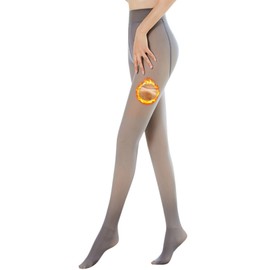 HANERDUN Women's Winter Leggings Pantyhose Tights Winter Thermal Leggings with Inner Fleece Translucent Plush Stockings Black, gray