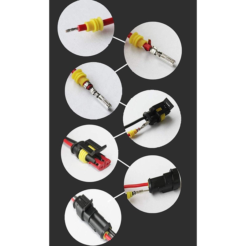 GTIWUNG 15-Piece 2-Pin Plug Connector, Waterproof, Socket Set for Car,