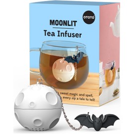 OTOTO - Colador de té espeluznante iluminado por la luna, picador de té de hojas sueltas, infusor de té para té de hojas sueltas, difusores de té, accesorios de té, regalos góticos de té, bonitos