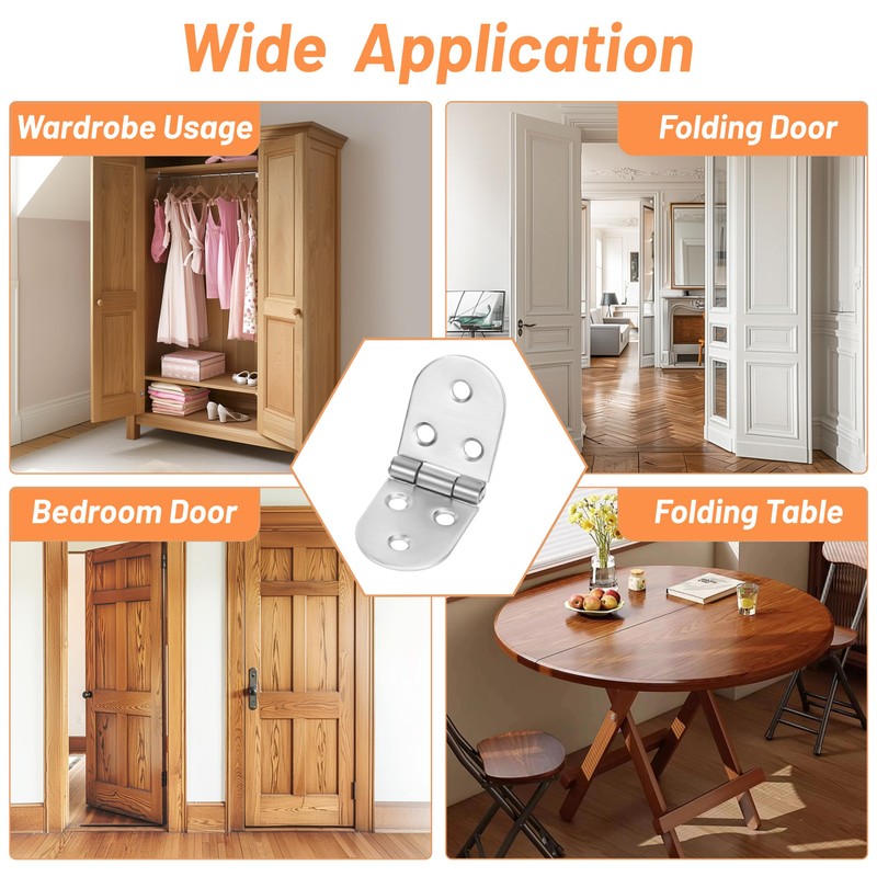 Pack of 4 Hinge, 180 Degree Hinge, Foldable, Zinc Alloy