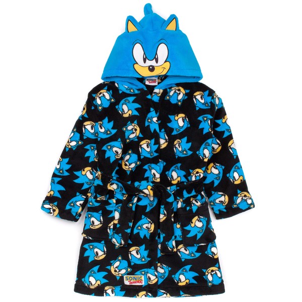 Sonic The Hedgehog Dressing Gown For Kids | Boys Girls Character Bath-robe | Blue Soft Gamer Pyjama Robe Merchandise 6-7 Years