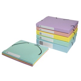 Exacompta 18560E Premium Watercolour Collection Box with Elastic Band, 25 mm Wide, Made of Colorspan Cardboard with Spine Label for DIN A4, Archive Box, File Box, Document Box, Drawing Box,