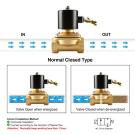 Baomain 2 inch DC 24V Brass Electric Solenoid Valve Water Air NC Valve 2W-500-50