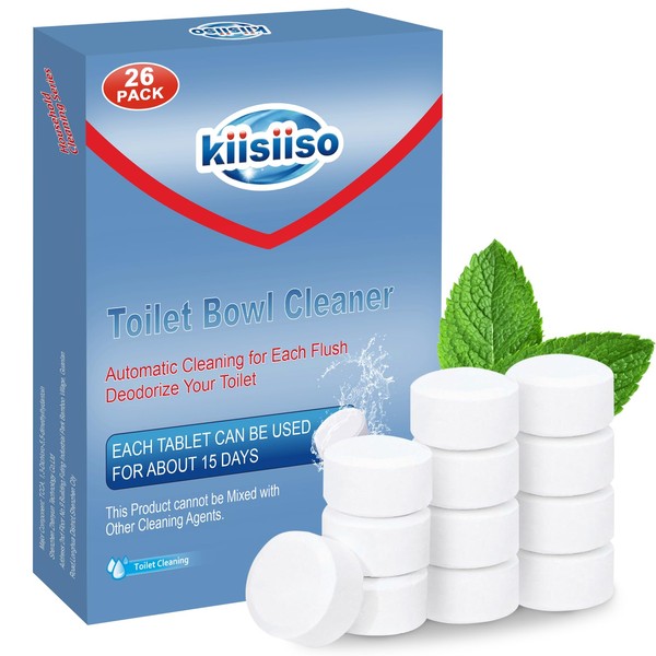 KIISIISO Toilet Bowl Cleaners 26 PACK, Automatic Toilet Cleaner Tablets for Deodorizing & Descaling,Long-Lasting Household Toilet Tank Cleaners with Sustained-Release Technology