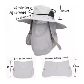 DJHOHJ Sombrero para Sol Protección UV UPF 50+,Sombrero para el Sol,Sombrero de Pesca para Hombre y Mujer con Solapa Facial y Cuello,Gorro Pescador Al Aire Libre, Camping,Senderismo,Pesca