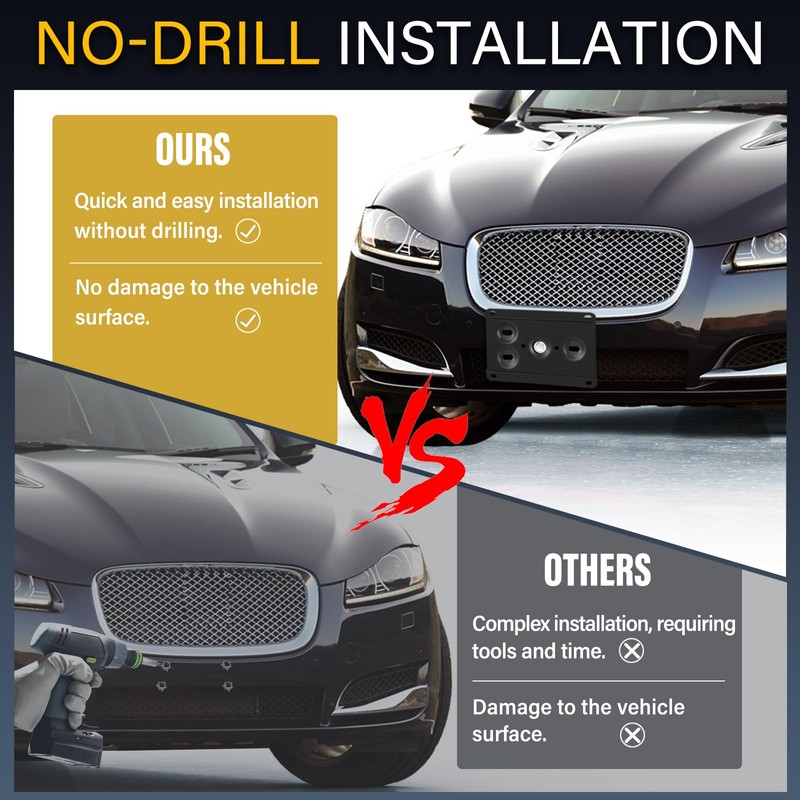 No Drill Bumper License Plate Holder Fits Infiniti 2016-up Q50