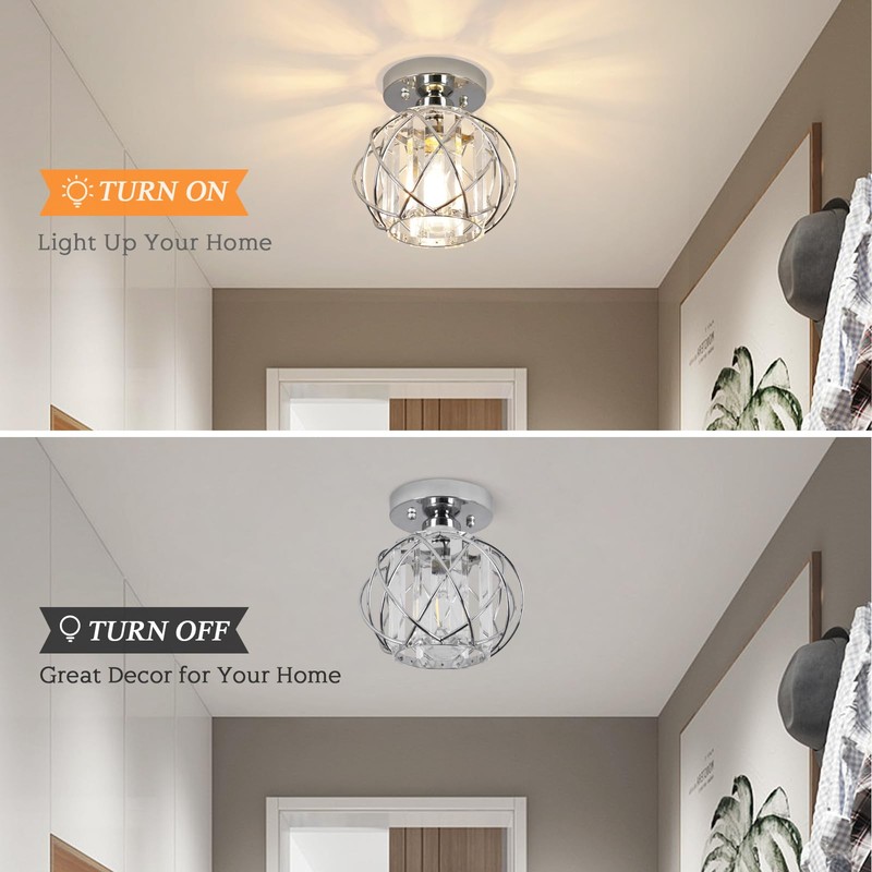 Loiogohot Hallway Light Fixtures Ceiling,Modern Chrome Crystal Ceiling Lights Fixture,