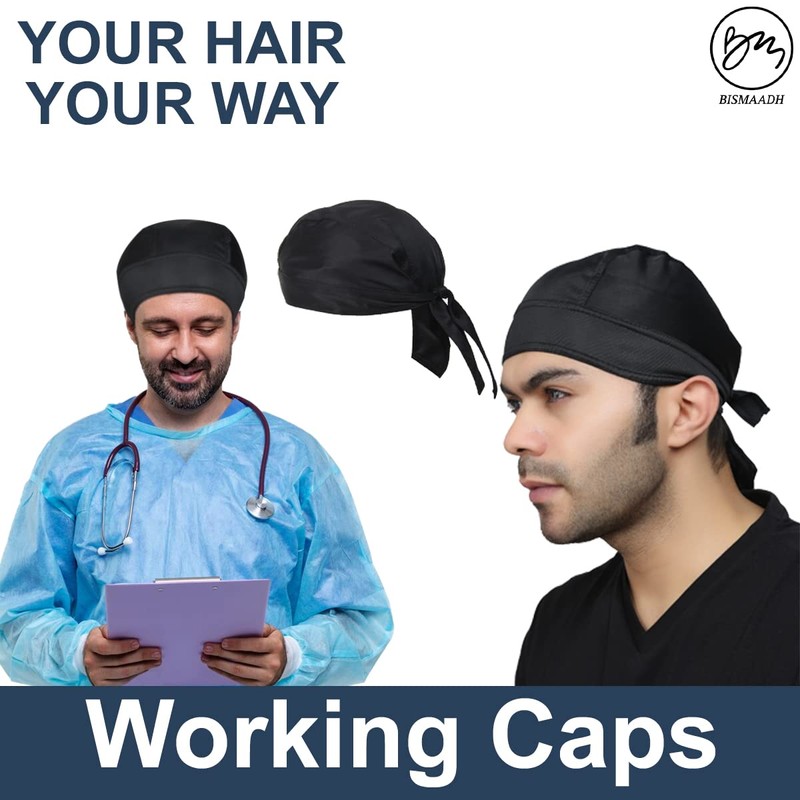 Adjustable Working Tie Back Scrub Caps Head Wrap Men and