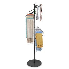 Vrietina Metal Scarf Rack, Freestanding Spiral Scarf Holder Commercial Hijab Organizer Belt Pants Hanger with 30 Rods for Clothing Store Home, Space Saving Shelves (Color: Black, Size: 17''x67'')