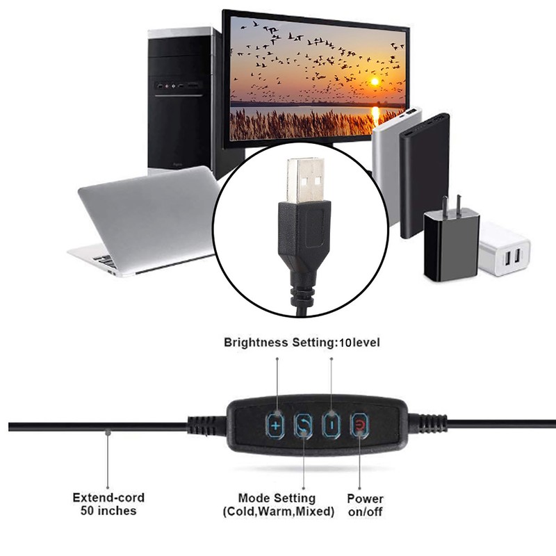 26cm/10in Ring Light LED Live Lamp Fill Light Dimmable USB
