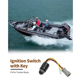JadeBirch 129572 Ignition Switch with 2 Keys Compatible with Tracker Boats 3 Position 6 Wire Connectors