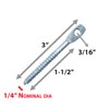 3" Eye Lag Wood Dura-Screws Zinc Plated (Qty 100)