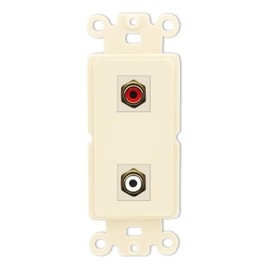 RiteAV 2 Port RCA (Red-White) Wall Plate - Rocker [Light-Almond]