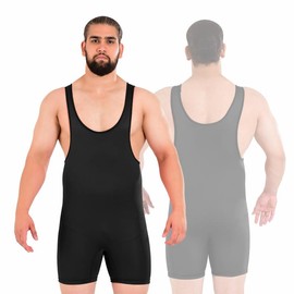 ROAR-INT Black Men's Wrestling Vest - Singlet for Powerlifting and Bodybuilding - Size: Medium