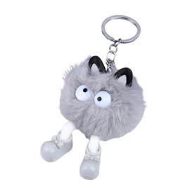 88flix Cute Key Holder, Mofumofu Plush Bag Charm, Smartphone Charm, Comical, Gray, gray