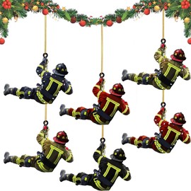 MaiLence Christmas Decoration Fireman Pack of 6 Acrylic Christmas Decoration Fireman Christmas Tree Pendant Fireman Ornaments Christmas Tree Pendant for Wall Windows, Christmas Tree Decoration