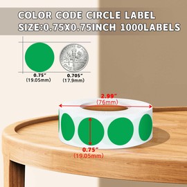 WANSTE 0.75 Inch Multi - Purpose Removable Labels,1000 PCS 3/4" Green Stickers for Classroom, Papers, Market, Price Tags, and Library Book Labels. Non - Printable Round Colored Labels