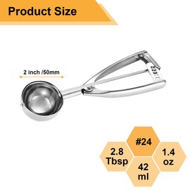 Fayomir Large Cookie Scoop, 3 Tablespoon Cookie Scoop for Baking, Cookie Dough Scoop, Cupcake Scoop, Selected 18/8 Stainless Steel for Making Cookie, Cupcake, Muffin, Ice Cream, Meatball