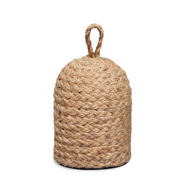 Natural Wicker Door Stopper with Handle, Decorative Door Stop, Heavy Indoor Doorstop, Rustic Farmhouse Blocker Jammer 5.1''D x 7.5''H (Jute)