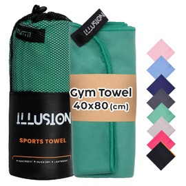 illusion Small Microfibre Gym Towel for Active Sports (40x80cm) - Lightweight Quick Dry Towel - Ideal for Cardio, Cycling, Strength Training, Yoga, and Running, Perfect for Athletes Training Outdoors