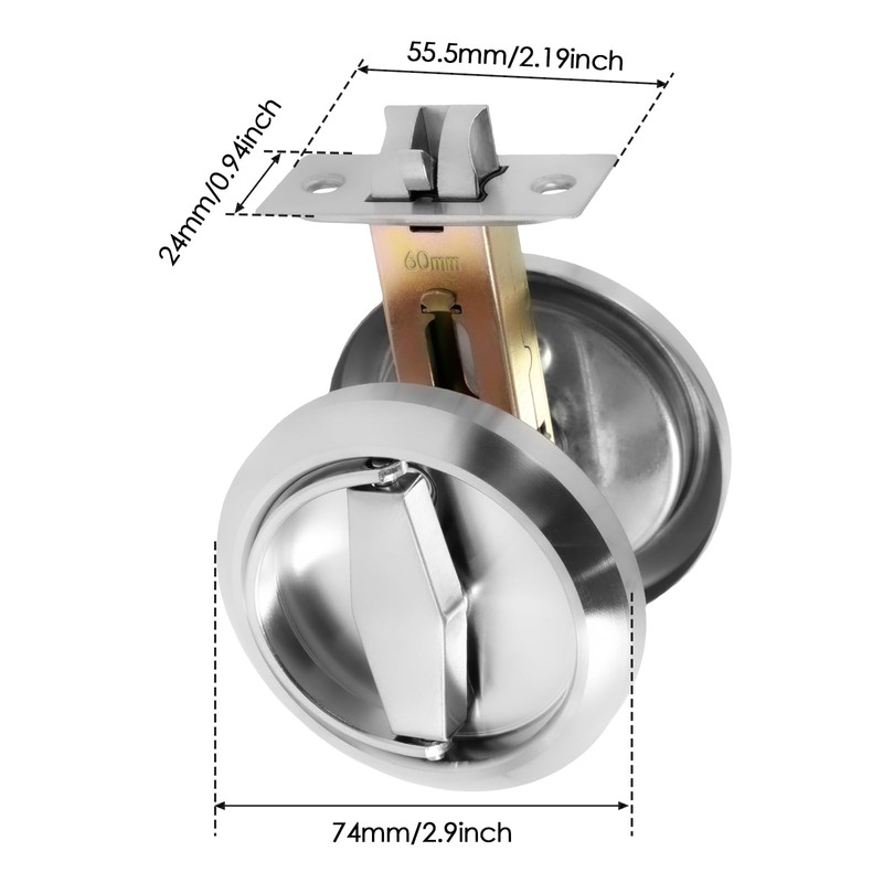 Foppla Round Recessed Door Lock 304 Stainless Steel Hidden Recessed
