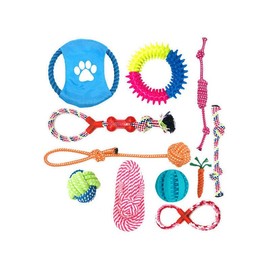 11PCS Durable Cotton Rope Pet Toys Set for Puppy Dog Cat, Teeth Cleaning Chew and Pull Toys, Mixed Colors