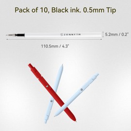 MengRan 10 Pcs Gel Pen Refills,0.5mm Tip Fine Point,Quick Drying Black Ink Smooth Writing Retractable Pen Refills (Original Gel Ink Refills 10 Pcs)